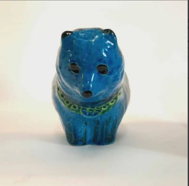 Cat statue, vintage, Aldo Londi for Bitossi, Rimini blue series