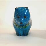 Cat statue, vintage, Aldo Londi for Bitossi, Rimini blue series