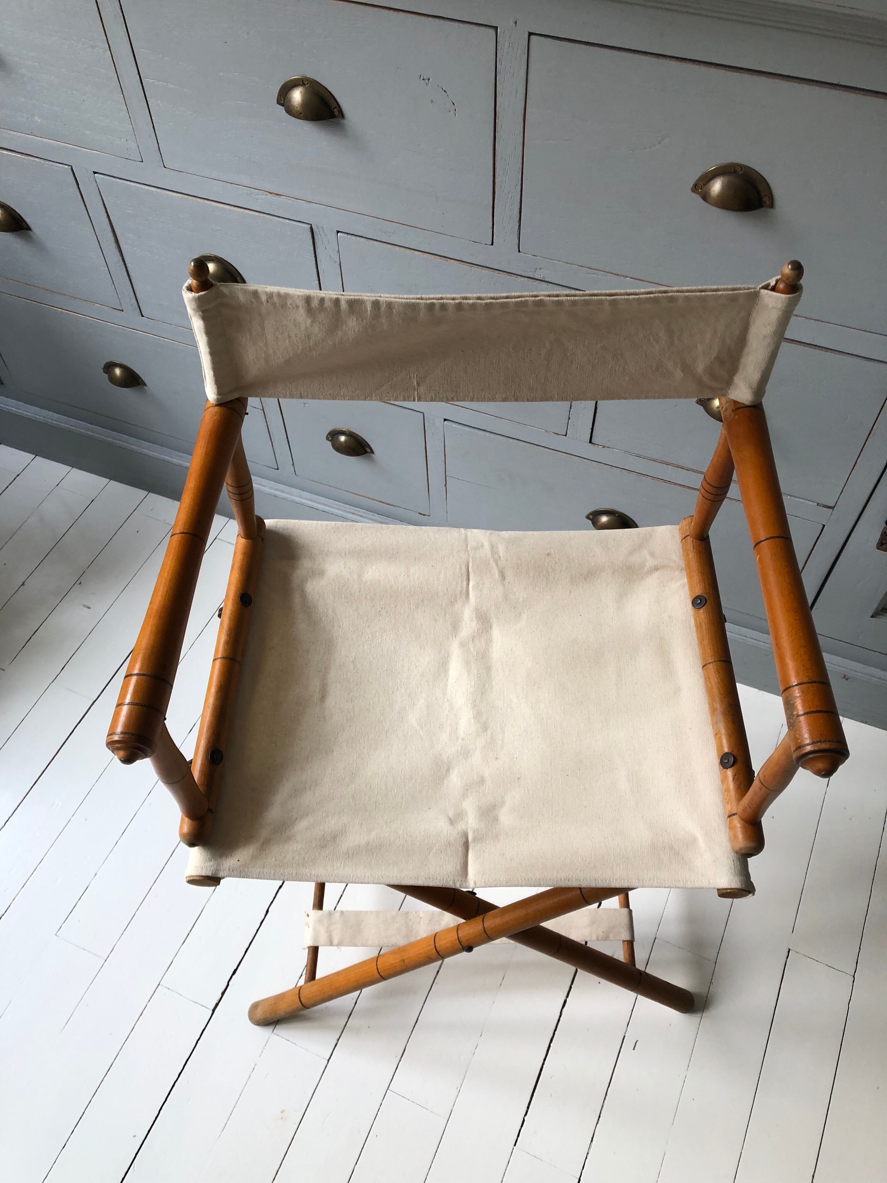 Former director's side chair in wood and canvas