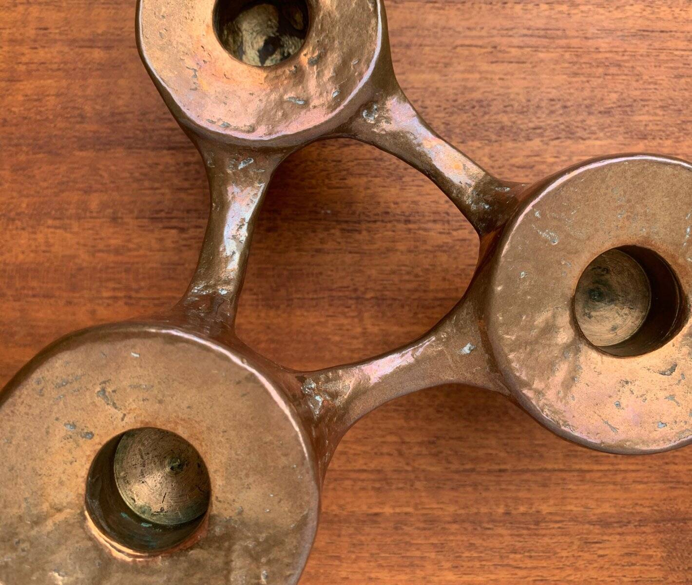 Vintage German brutalist metal candlestick by Harjes