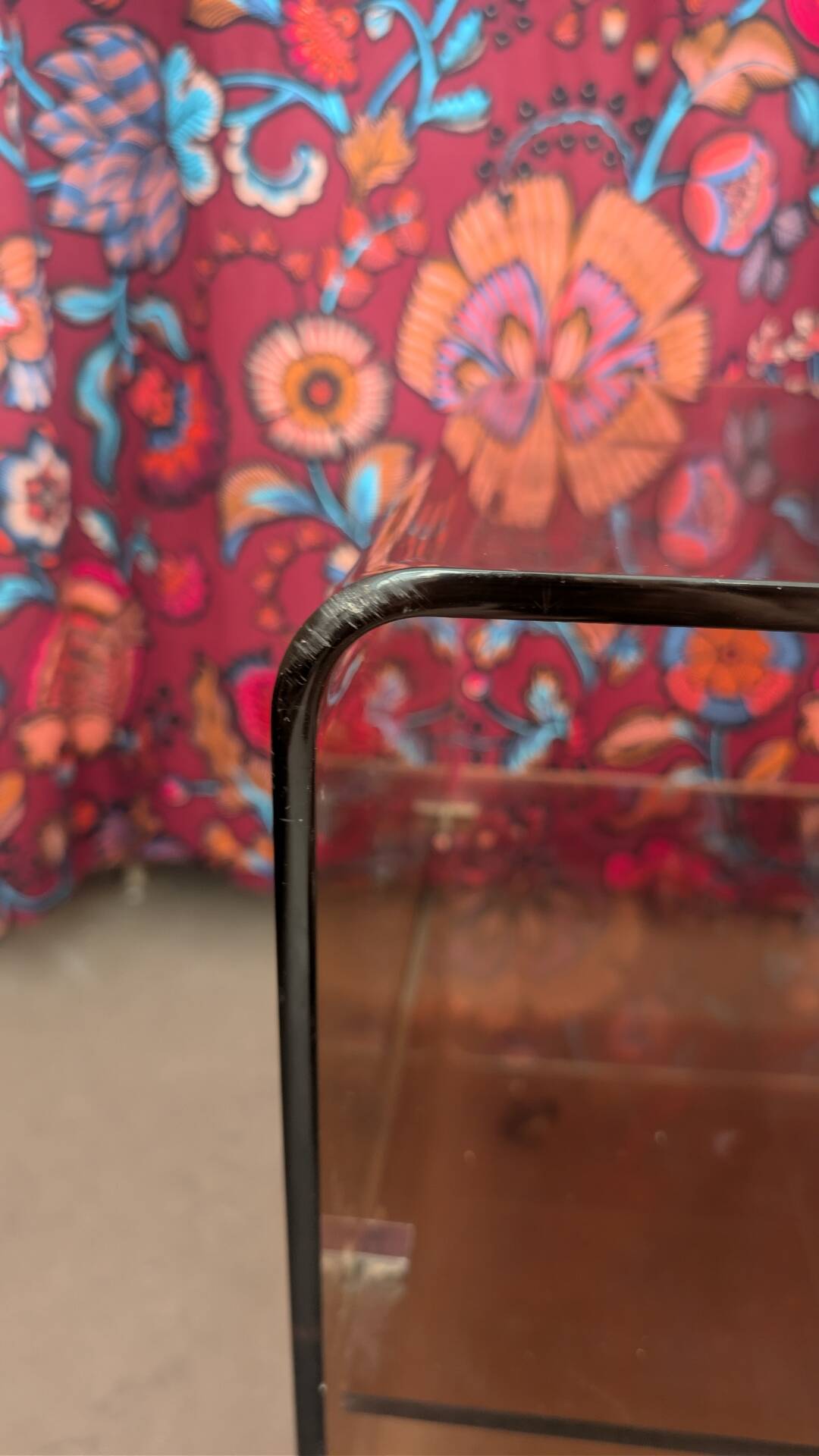 Smoked plexiglass side table