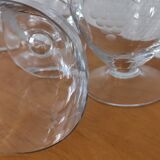 Set of 8 old glasses on foot chiseled decoration