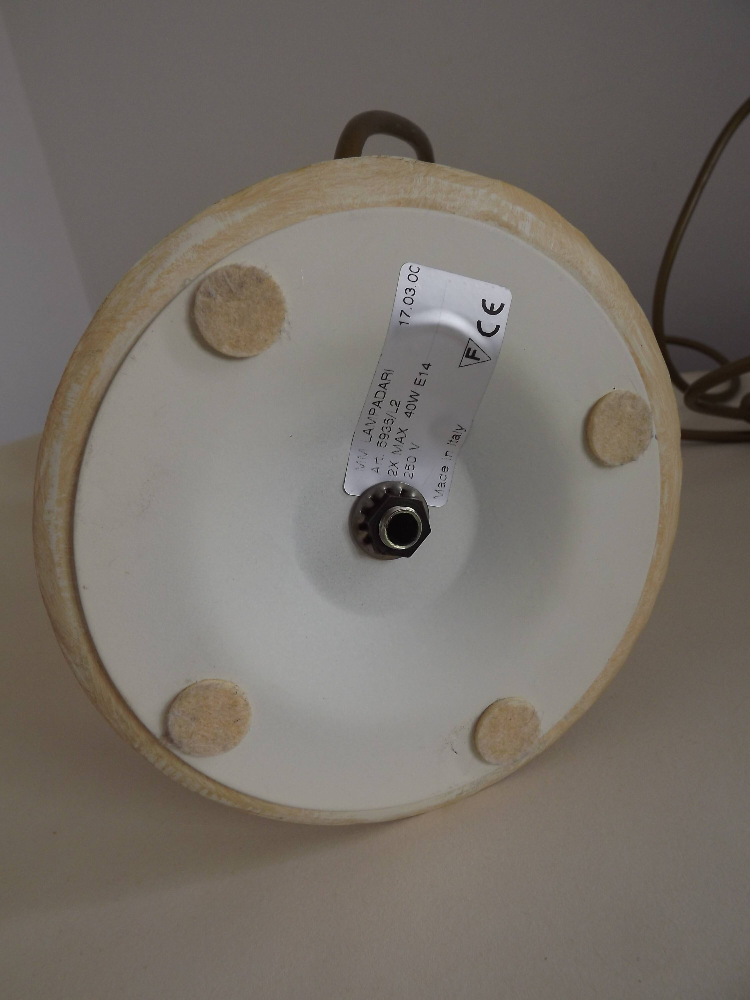 Vintage Italian Double Light Table Lamp Green Leaves Glass Shades