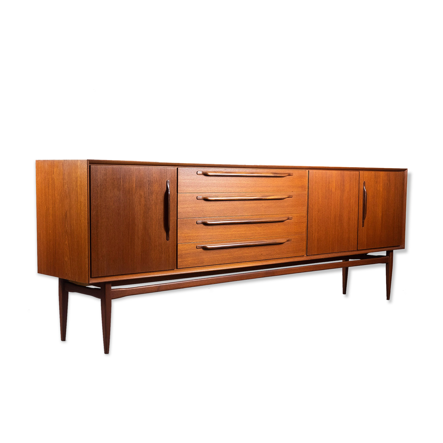 Sideboard in teak with drawers and 3 doors, 1960s