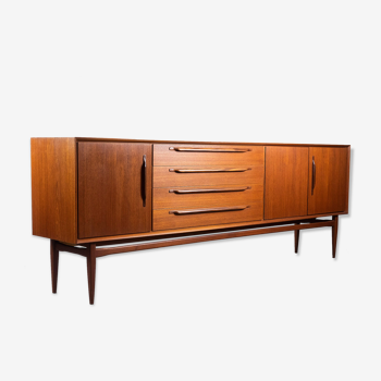 Sideboard in teak with drawers and 3 doors, 1960s