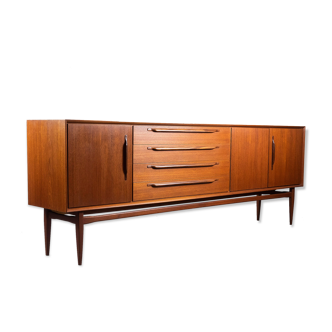 Sideboard in teak with drawers and 3 doors, 1960s