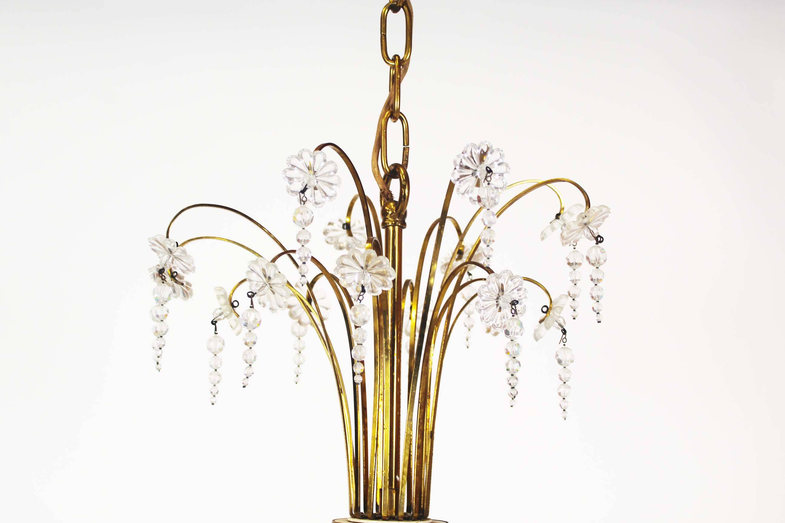 Monumental brass and crystal chandelier from Palwa