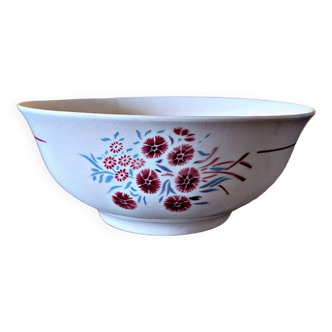 Vintage Badonviller salad bowl, Francine model, in earthenware with flower pattern