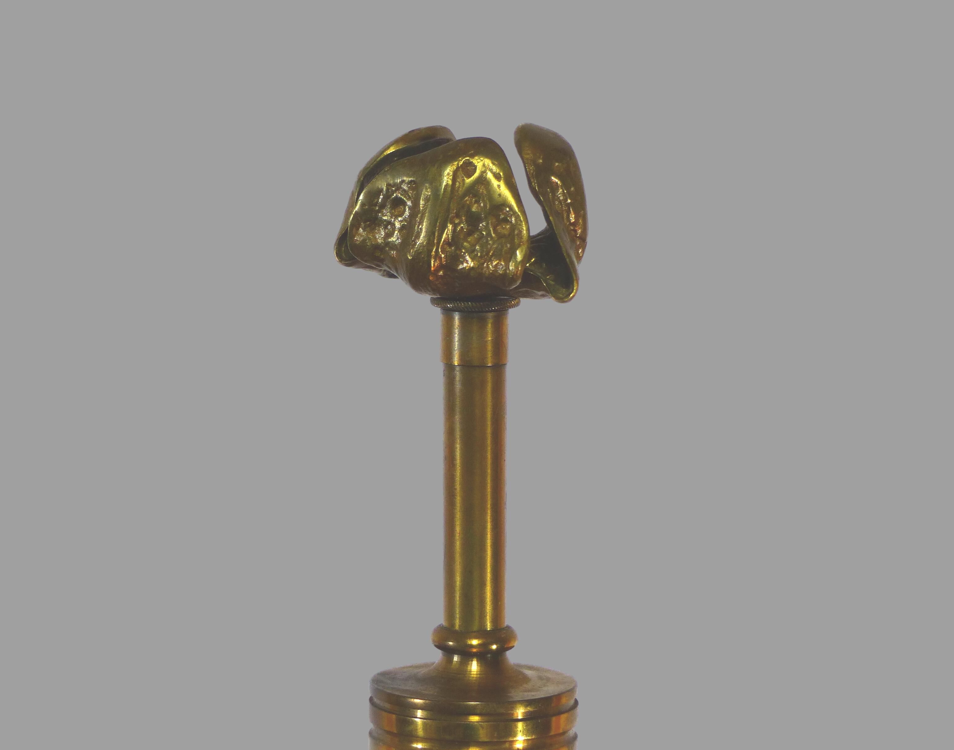 Lamp foot in gilded bronze with foliage 1970