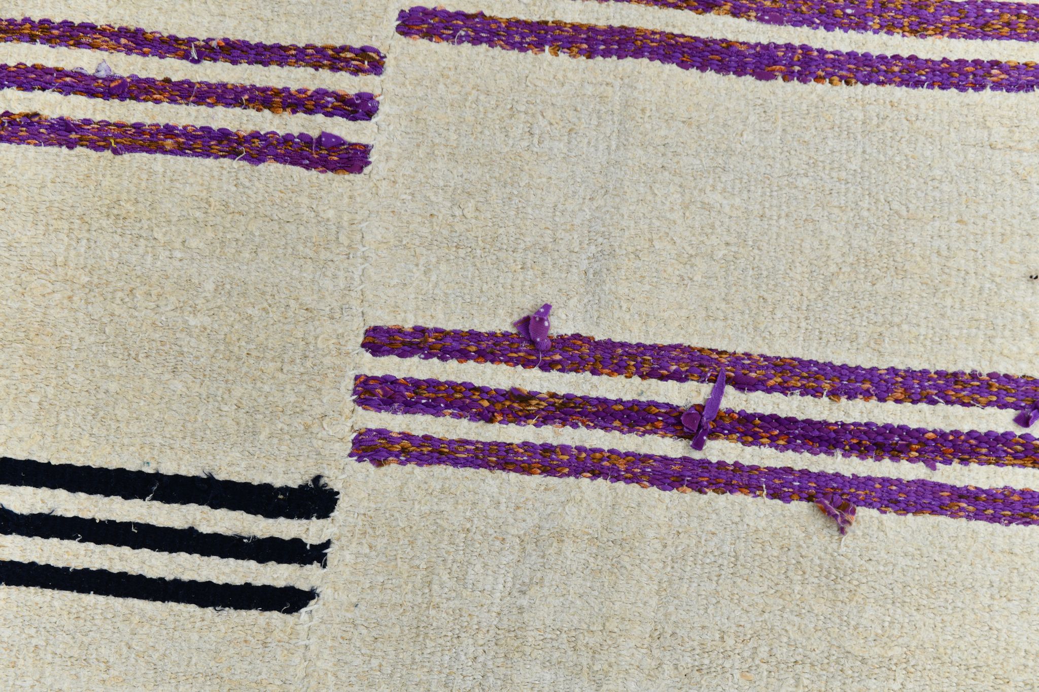 Tapis de chanvre vintage texturé neutre, 168x304cm