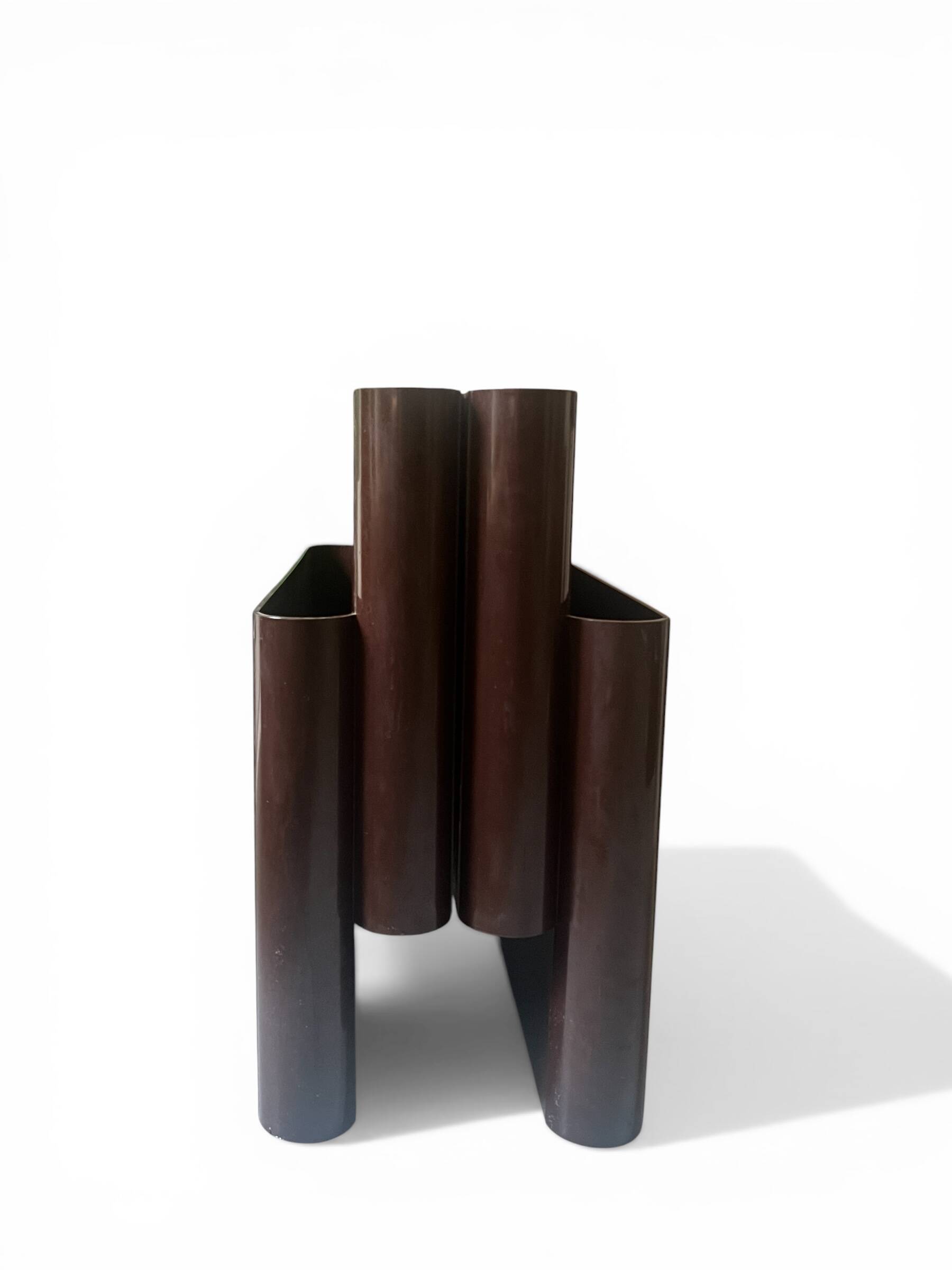 Brown magazine/vinyl holder by Giotto Stoppino for Kartell, design 1970.