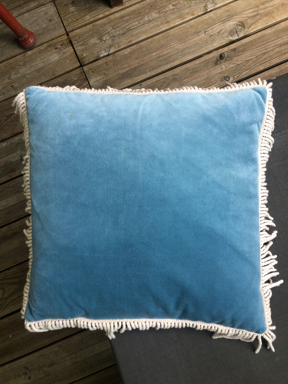 Velvet cushion and fringes