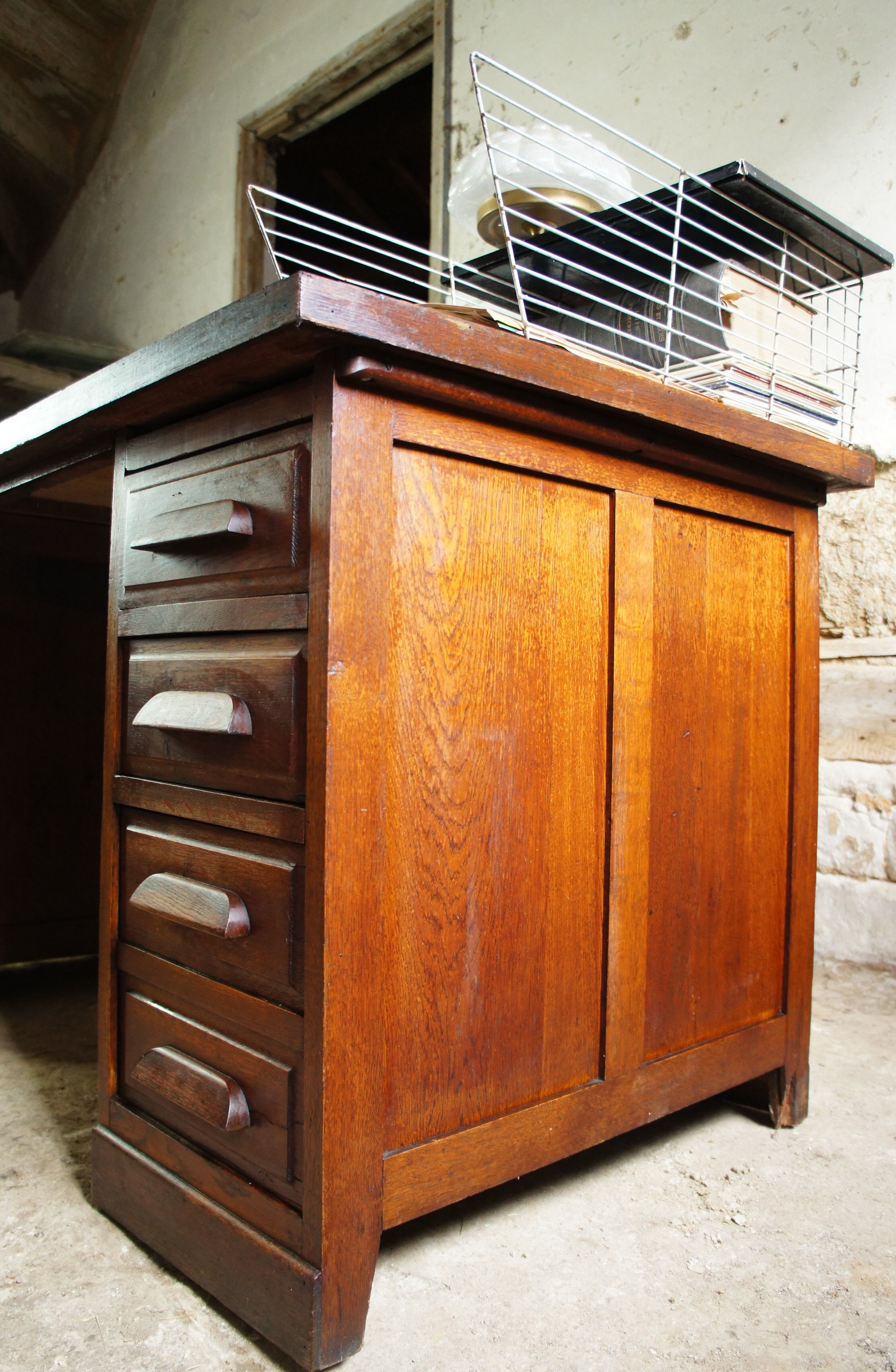 Administration desk open double face oak
