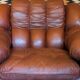 Large Italian leather lounge chair after Rino Maturi, 1970s