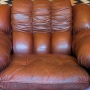 Large Italian leather lounge chair after Rino Maturi, 1970s