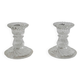 pair of molded glass candlesticks 1950