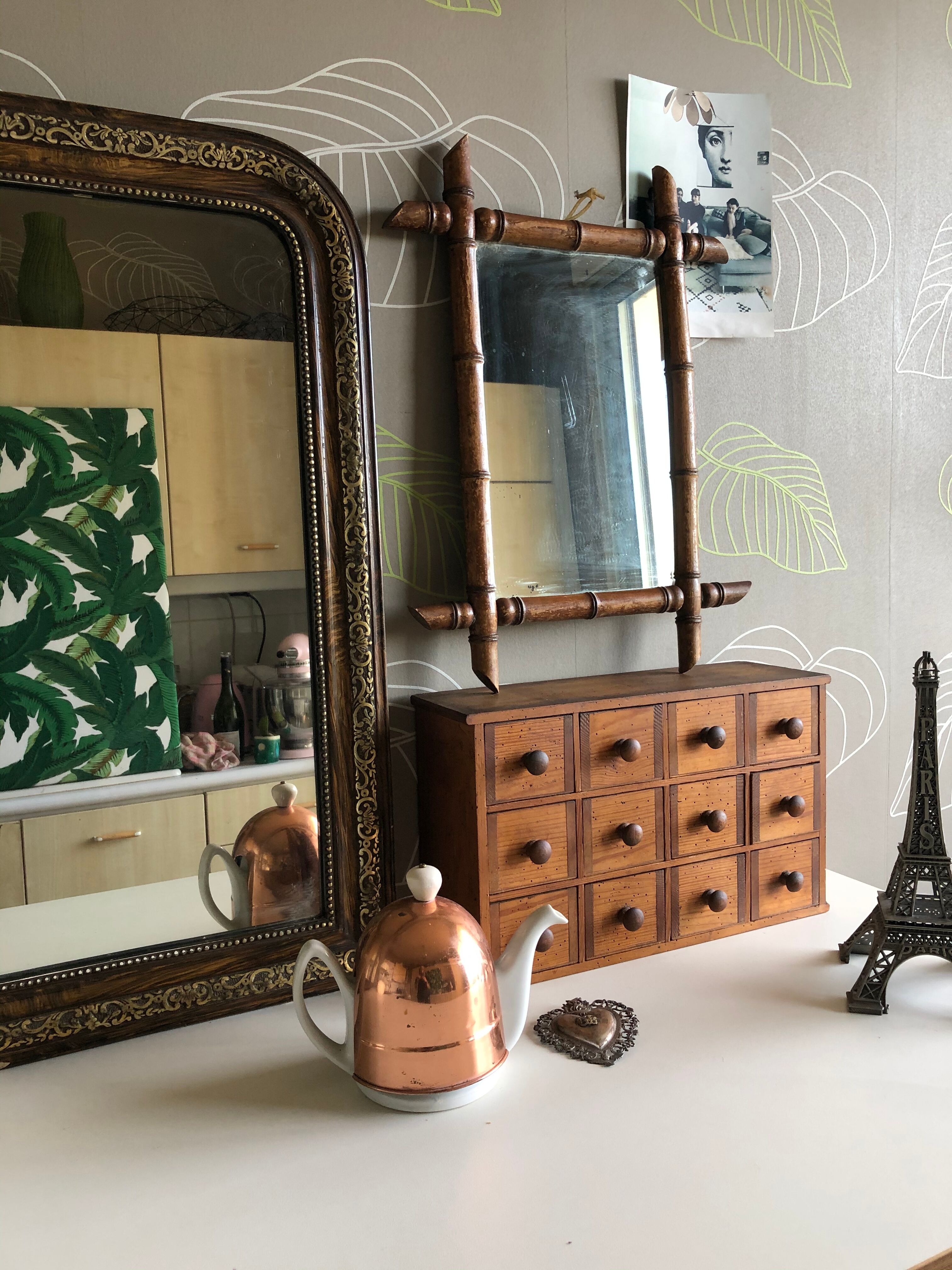 Old bamboo mirror 46x60cm