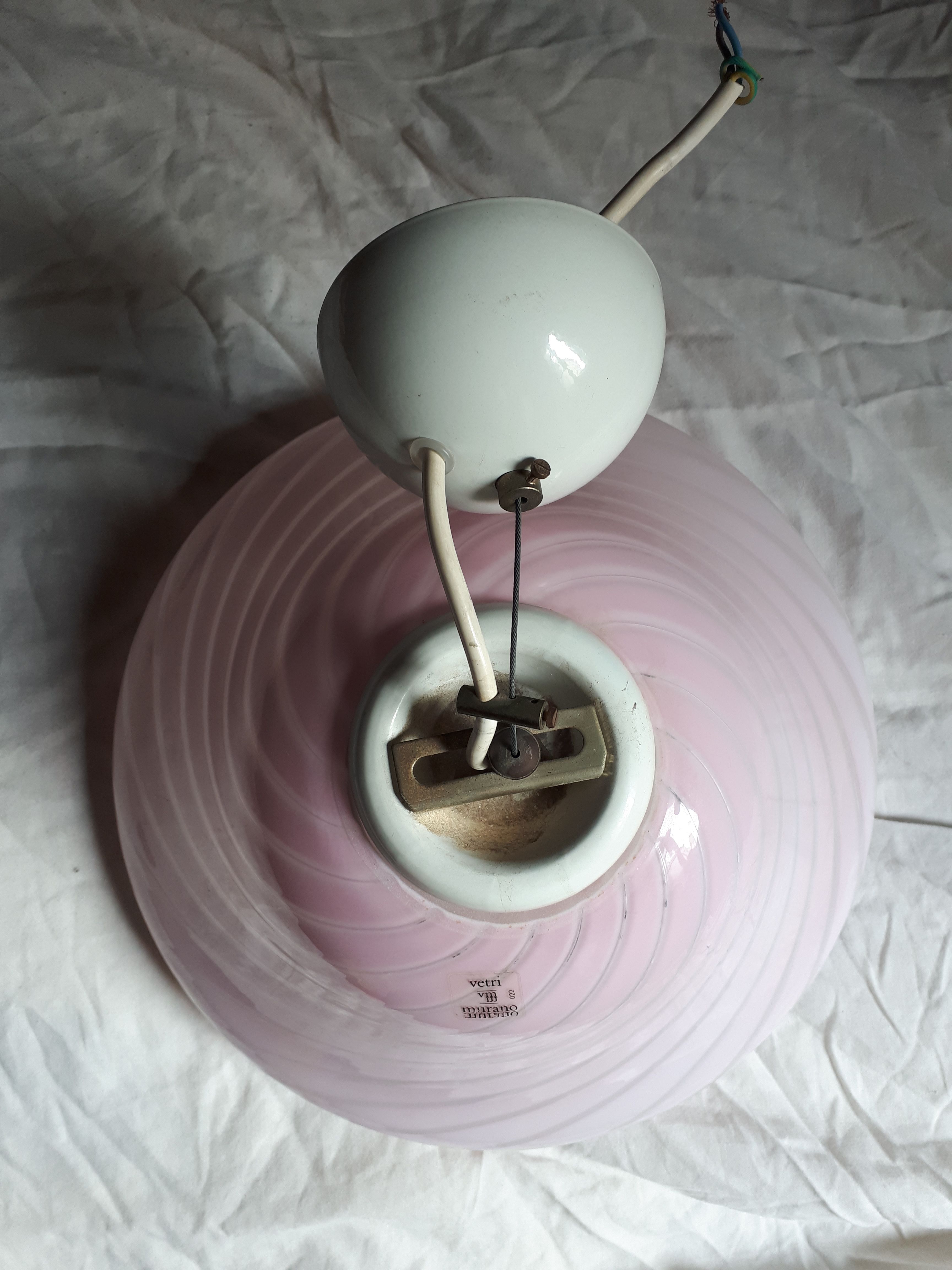 Vetri murano venini 1960/1970 vintage pink glass lamp