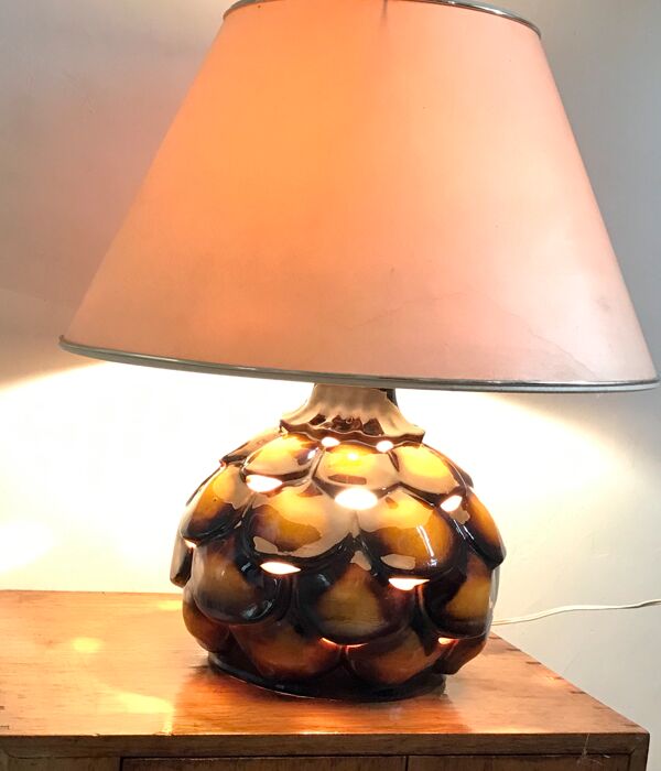 Lampe en terre cuite ajourée vintage