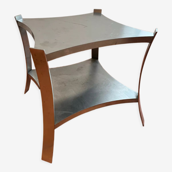 Table basse en inox design 1970 attribué à Francoise Sée