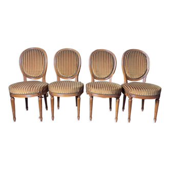 Suite of 4 chairs Louis XVI medallion style