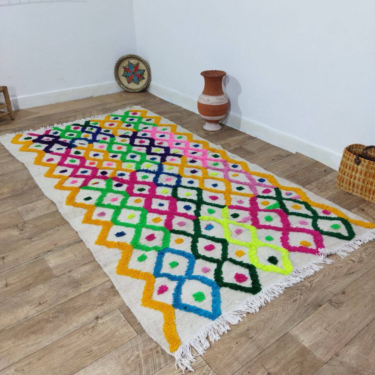 Handmade moroccan berber rug 245 x 133 cm