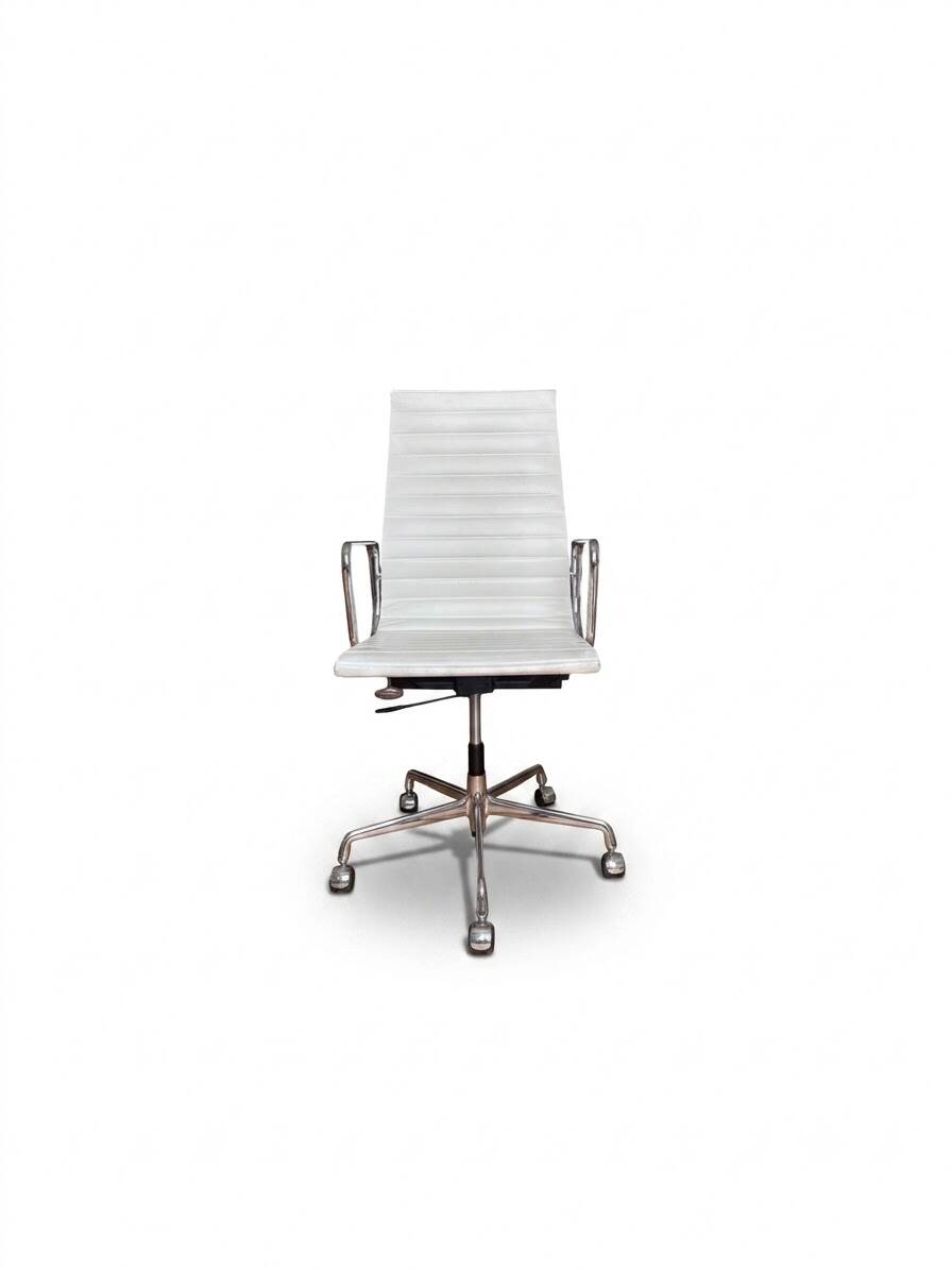 Fauteuil de Bureau Eames EA 119 Cuir Blanc (Herman Miller / Vitra 1970)