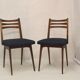Pair of Scandinavian chairs seated night blue fabric restored, year 60.
