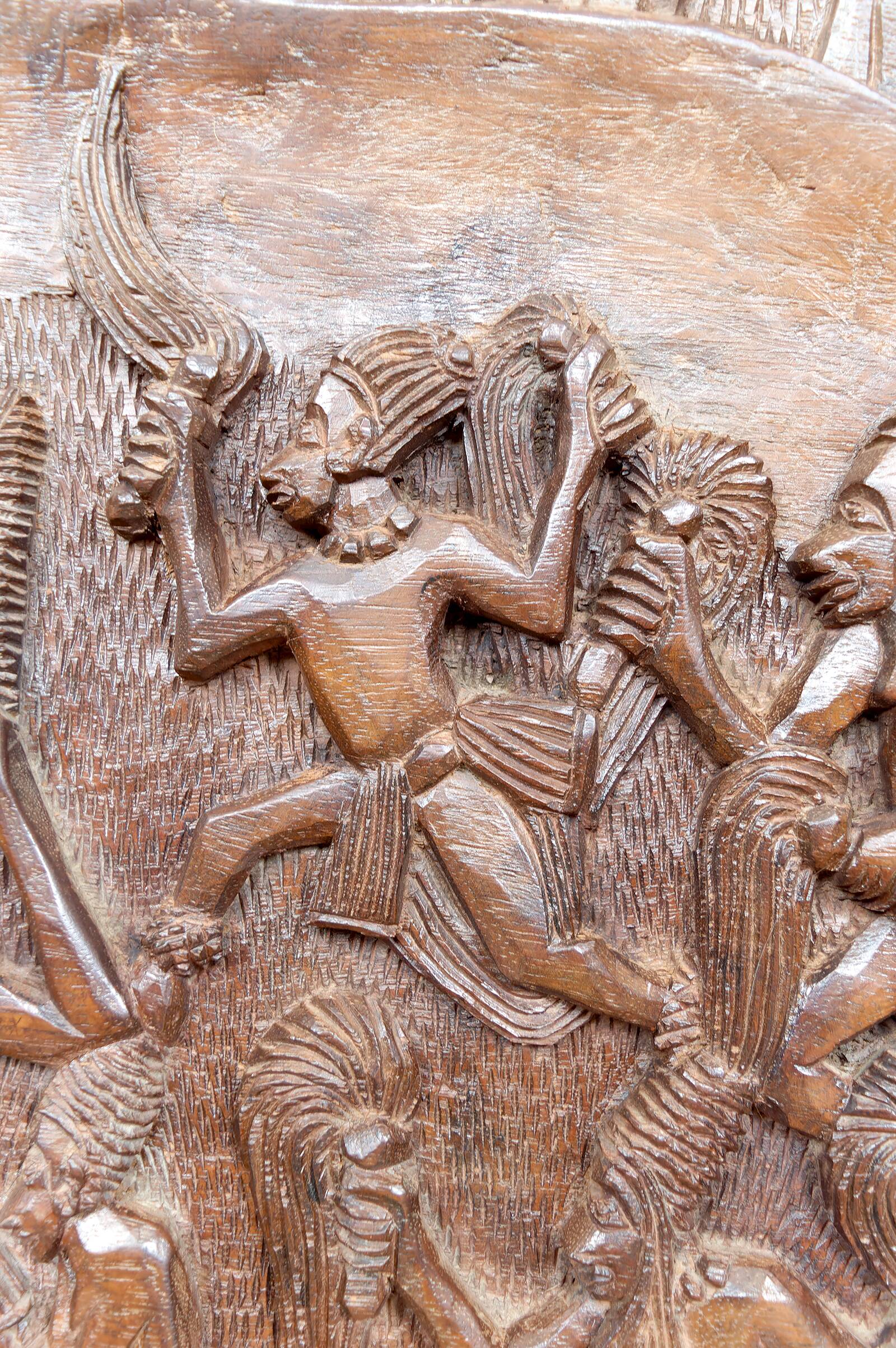 Important Monoxyle Panel, Bamoun Bas-Relief, Cameroon, Circa 1960