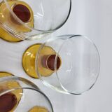 Amber stemmed glasses set of 8 France 1970
