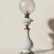 Napoleon III style salon lamp in white opaline with engraved globe – 19th / early 20th century