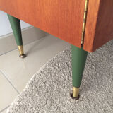 Vintage Scandinavian buffet with wooden compass feet and brass