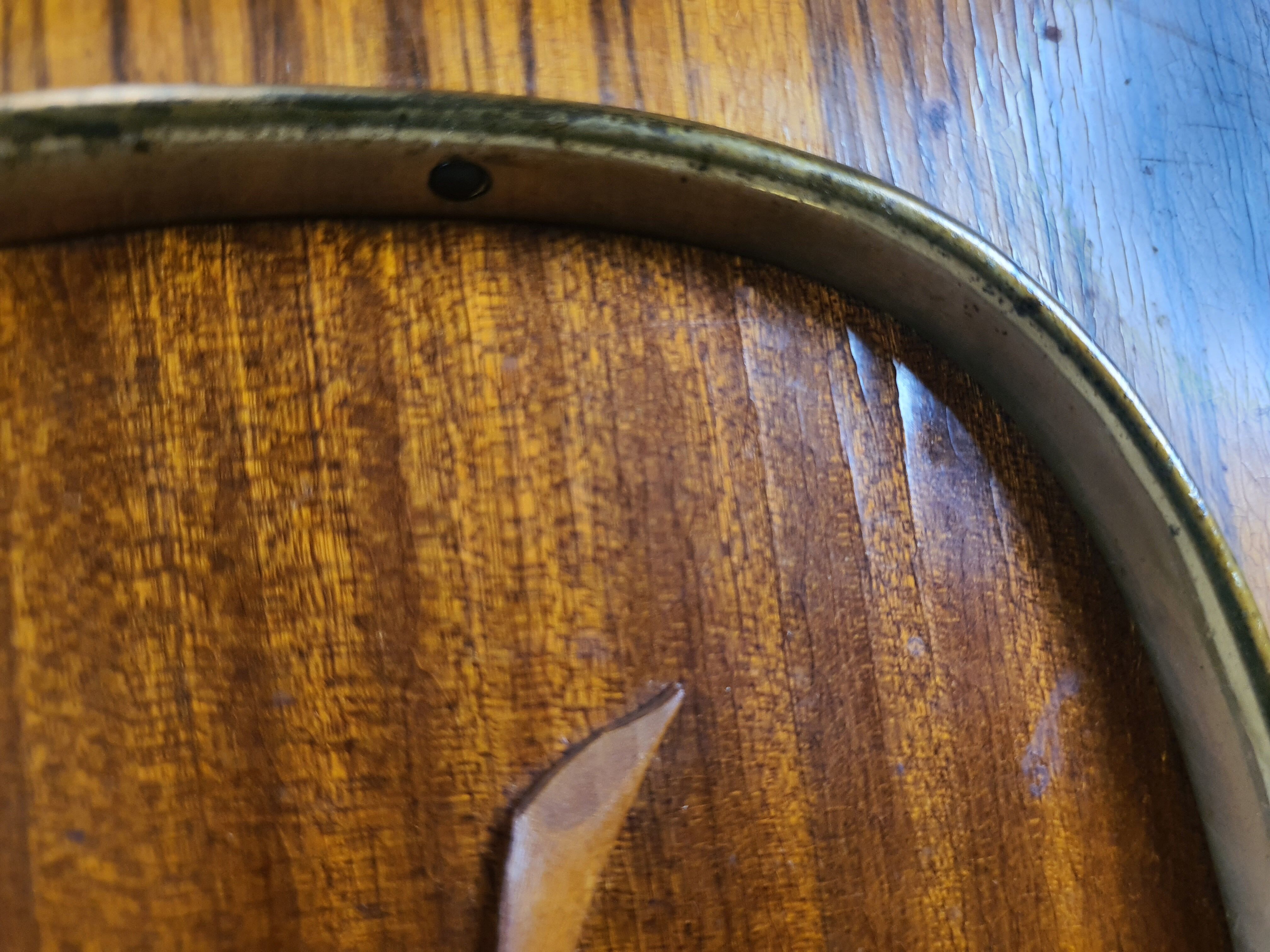 1960s sideboard with decorated doors in wood and brass
