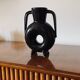 Vase en céramique noire moderne organique, France 1970s