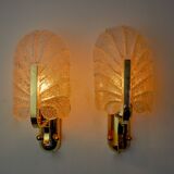 Pair of "leaf" wall lights by Carl Fagerlund, Murano glass, Germany, 1970