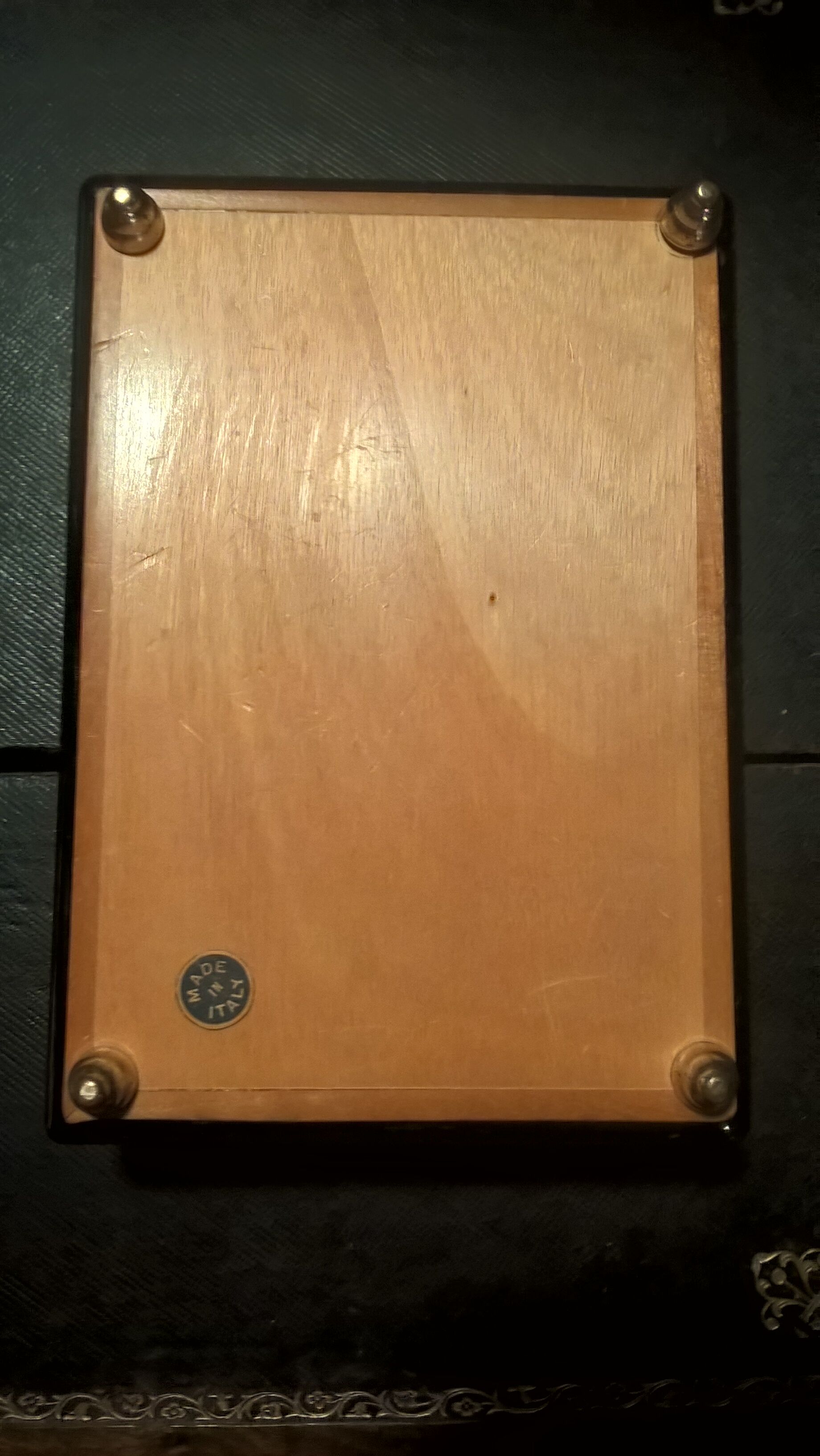 Black and silver lacquered wood jewelry box 60s