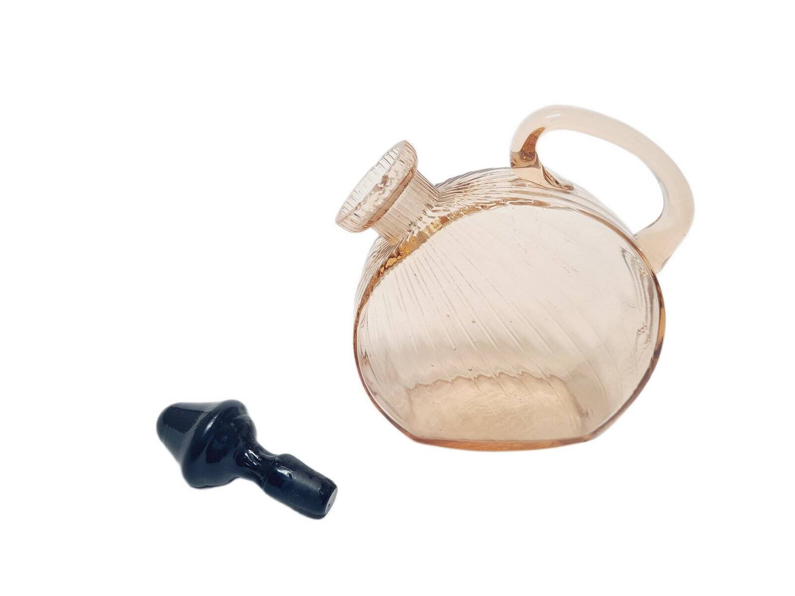 Art Deco carafe from Hortensja Glassworks, Poland, 1930s