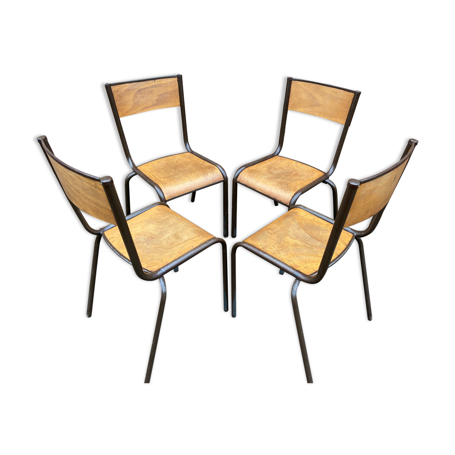 set of 4 industrial school chairs vintage school communities