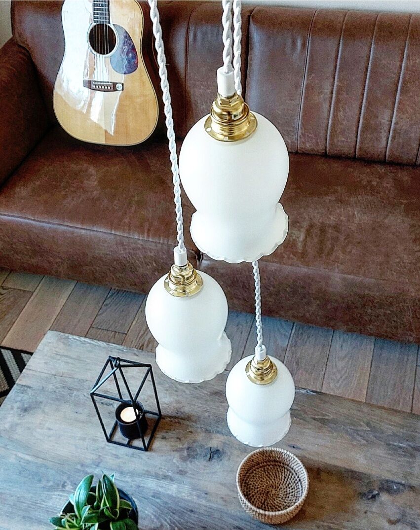 Suspension trio blanche vintage