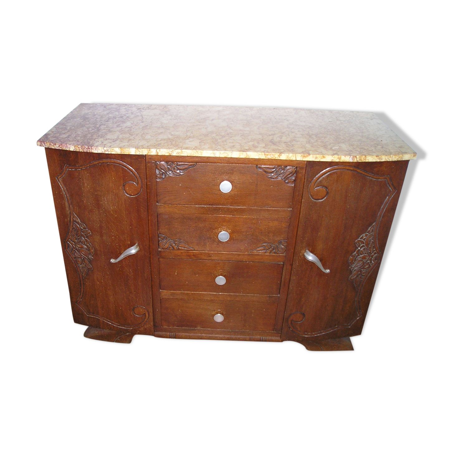 Commode en chêne à plateau marbre