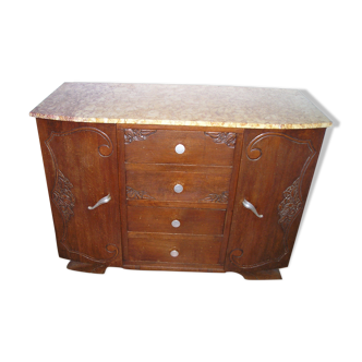 Oak chest of drawers with marble top