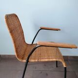Rattan armchair, metal structure, Germany, 70s