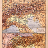 Alps map lithograph 1897