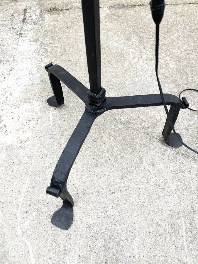 Wrought iron and cane floor lamp, 1970