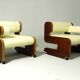 Pair of Mahogany Club Chairs upholstered in leather, 1970s
