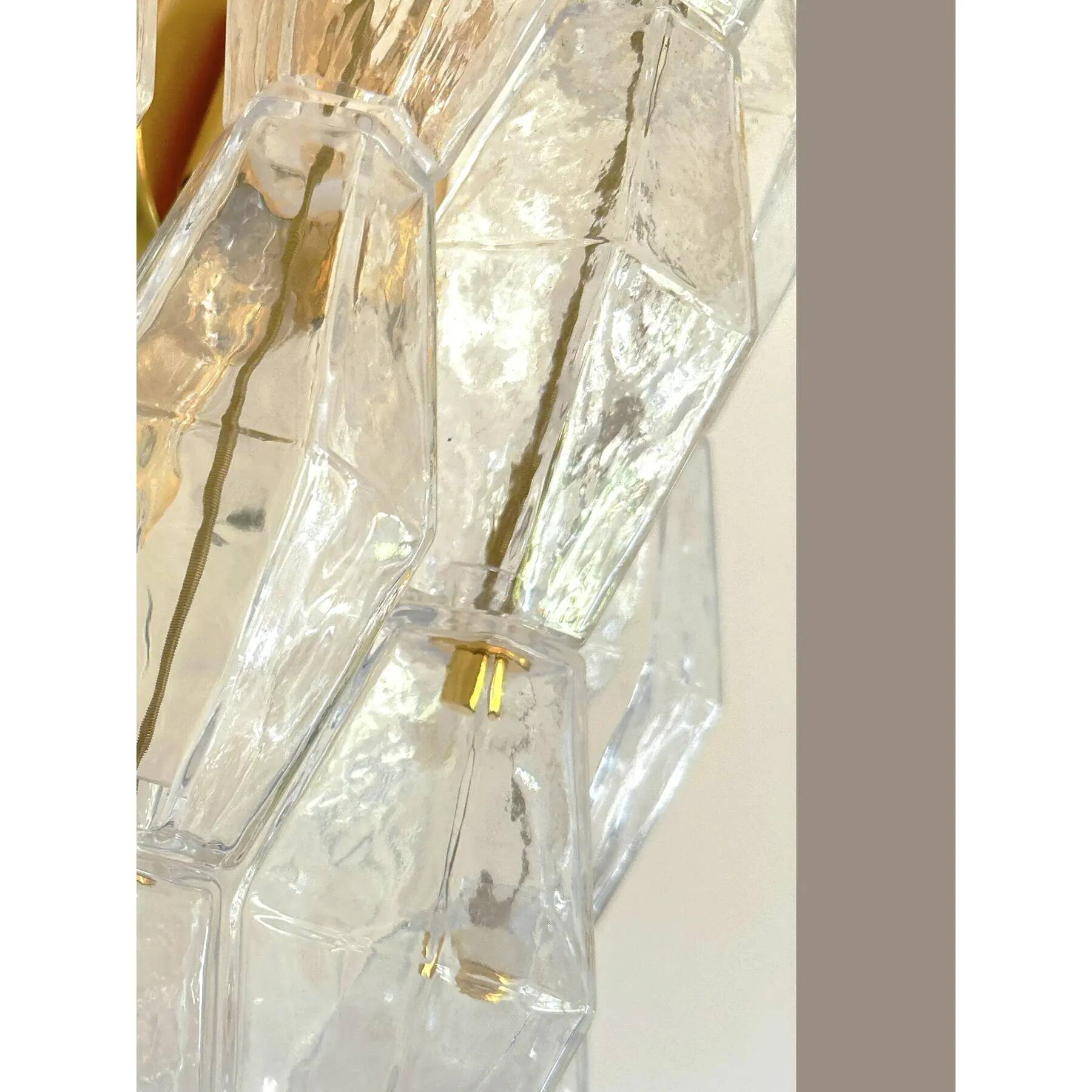 Contemporary Transparent “Poliedri” Murano Glass Gold Wall Sconce in Venini