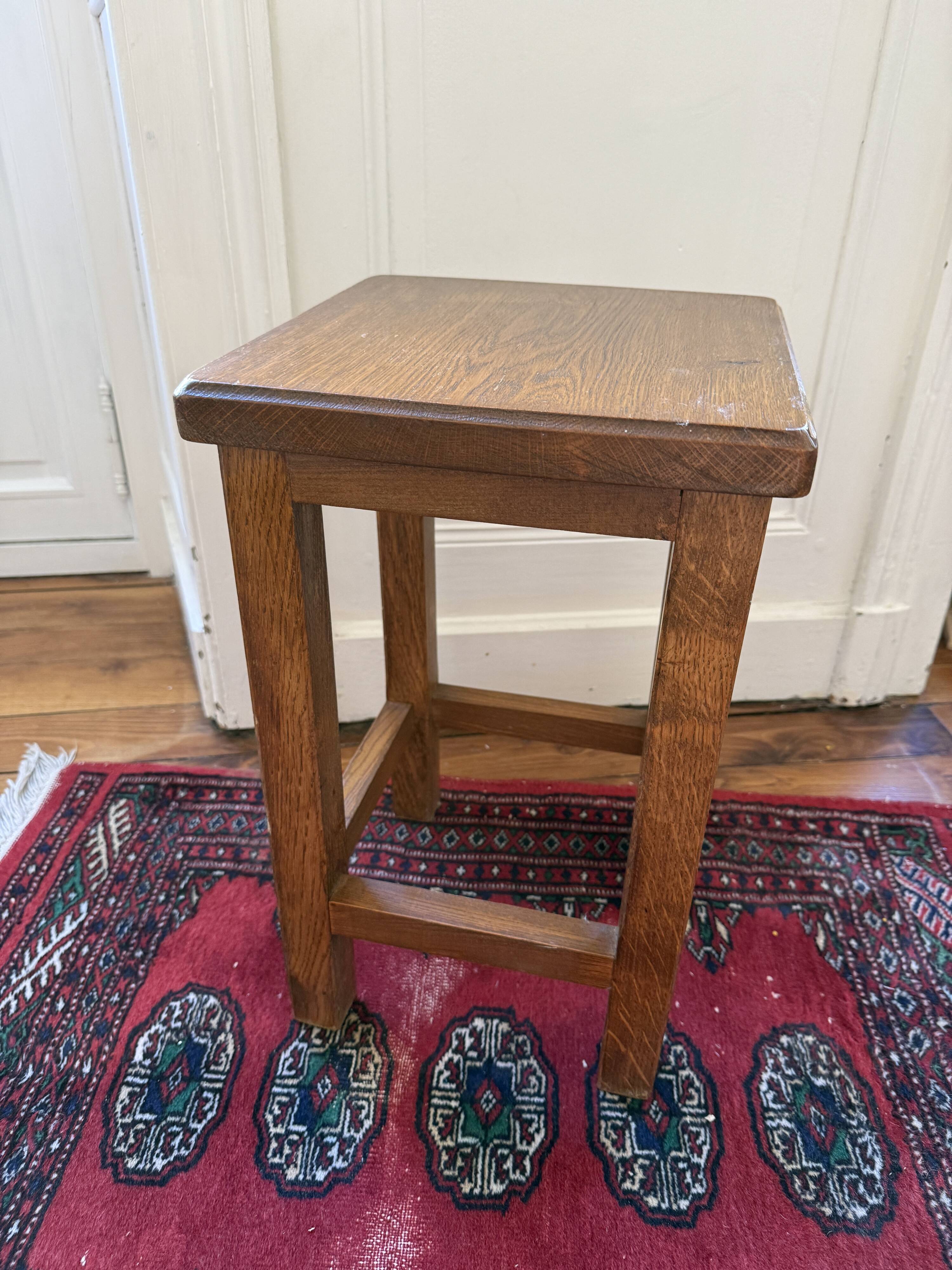 Brutalist wooden stool