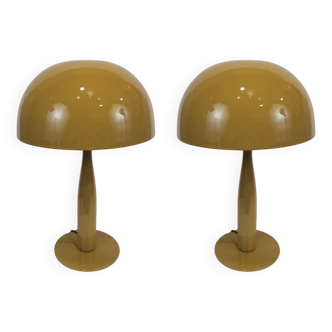 Paire de lampes de table, Métal, Couleur moutarde, 21e s. - France