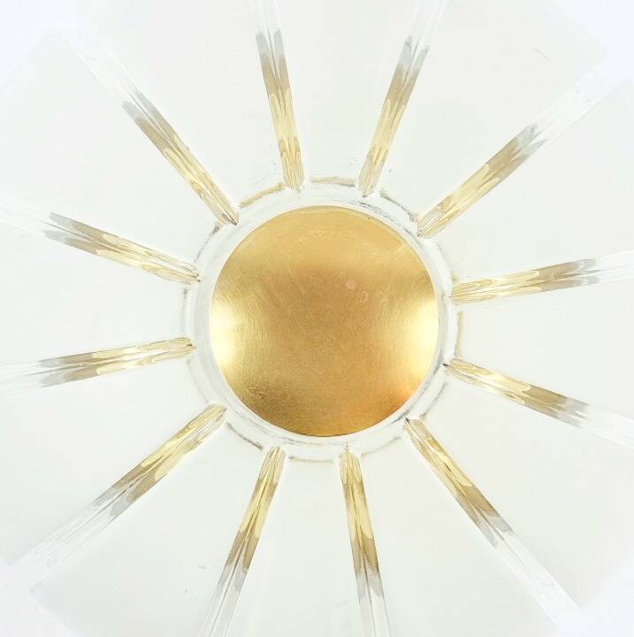 Very Large Space Age Glass & Brass Ceiling Light from Limburg, Germany, 70s