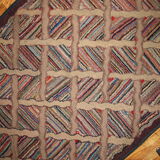Old american carpet hooked handmade 88cm x 252cm 1880s